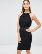 Ax Paris Chiffon Top 2 In 1 Pencil Dress - Black