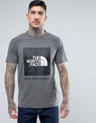 The North Face Raglan T-shirt With Red Box Logo In Gray - Gray