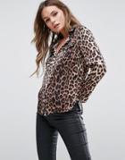 Michelle Keegan Loves Lipsy Shirt In Leopard Print - Multi