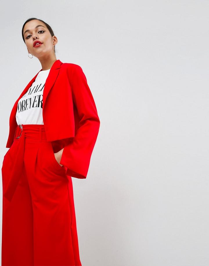 Asos Cropped Boxy Blazer - Red