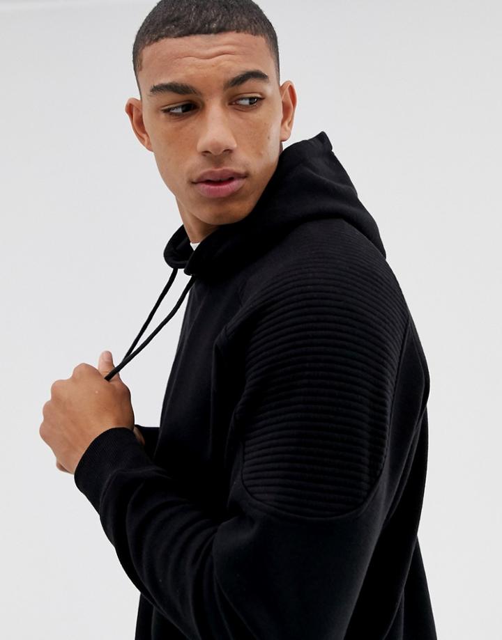 Another Influence Ribbed Panel Overhead Hoodie - Black