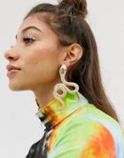 Asos Design Earrings With Twisted Snake Design In Gold Tone - Gold