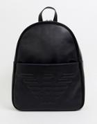 Emporio Armani Embossed Large Eagle Backpack In Black - Black