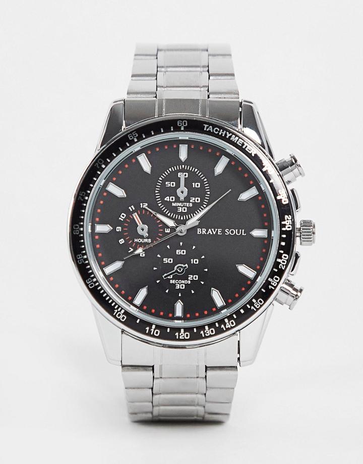 Brave Soul Chunky Bracelet Watch In Silver And Black