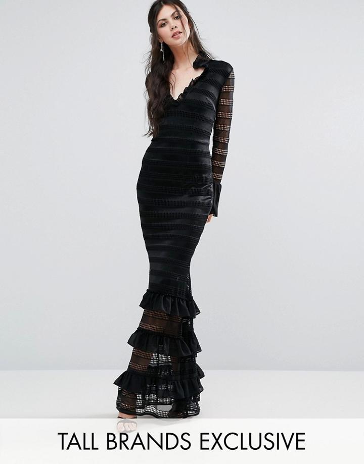 White Cove Tall Premium Plunge Layered Maxi Dress With Fluted Sleeves