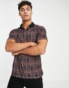 Asos Design Polo T-shirt In Check Print-black