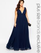 Forever Unique Plus Plunge Neck Maxi Dress - Navy