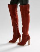 Asos Keira Suede Over The Knee Boots - Brown