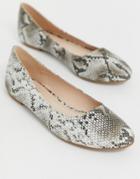 Truffle Collection Easy Ballet Flats In Snake - Gray