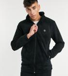 Le Breve Tall Fleece Funnel Neck Jacket In Black