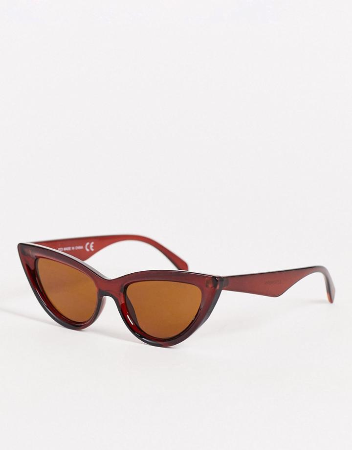 Topshop Plastic Cateye Sunglasses Brown