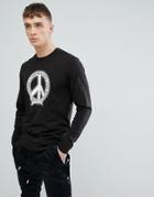 Love Moschino Peace Logo Long Sleeve Top - Black