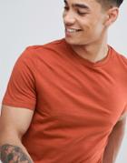Asos Design T-shirt With Crew Neck In Orange - Red