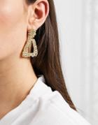 Nylon Triangle Drop Earrings In Hammered Gold