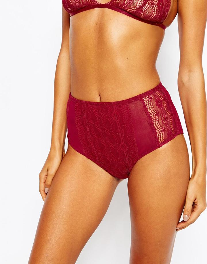 Asos Madison Lace Highwaisted Pant - Red