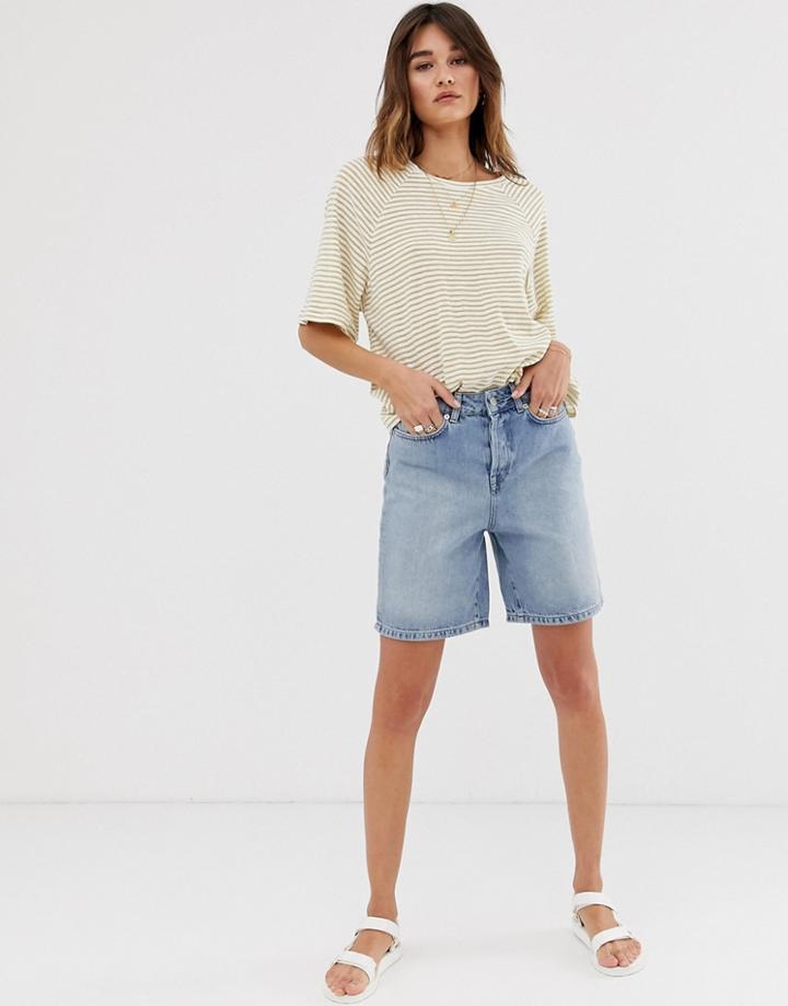 Selected Femme Long Line Mom Shorts - Blue