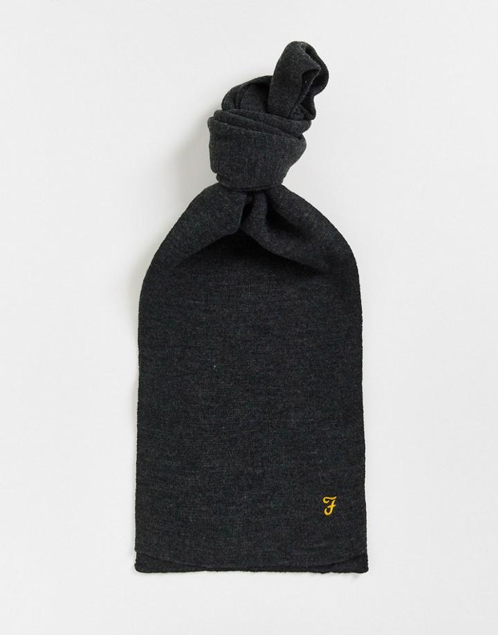 Farah Logo Scarf In Charcoal Gray-grey