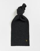 Farah Logo Scarf In Charcoal Gray-grey