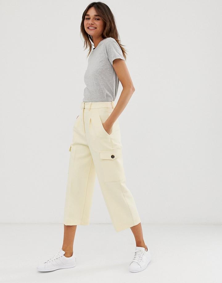 Asos Design Clean Utility Cropped Wide Leg Pants-yellow