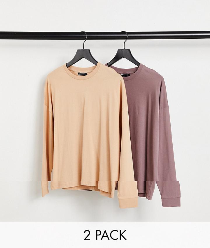 Asos Design 2 Pack Organic Oversized Long Sleeve T-shirt In Multi
