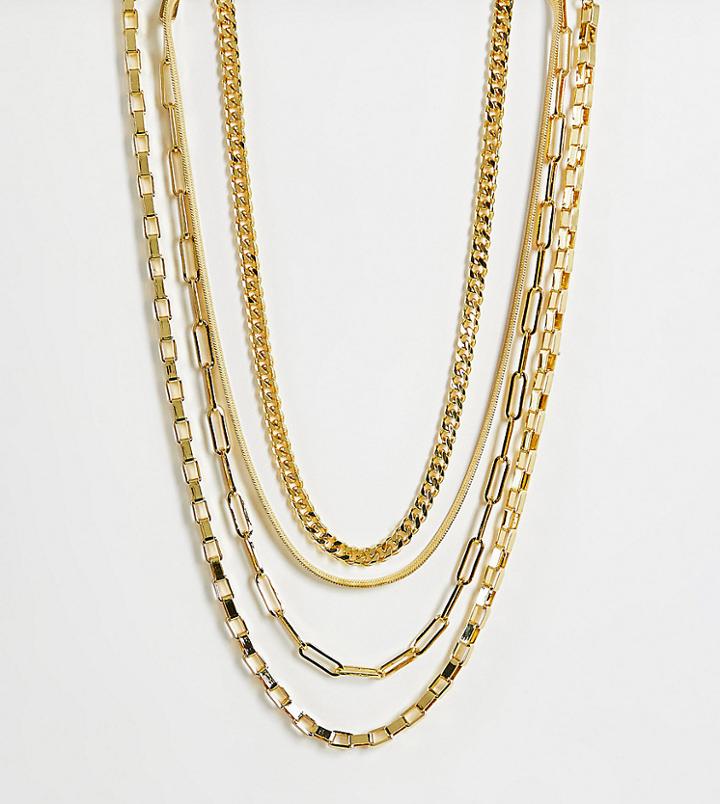 Image Gang 18k Gold Plated 4-pack Multirow Layering Necklaces