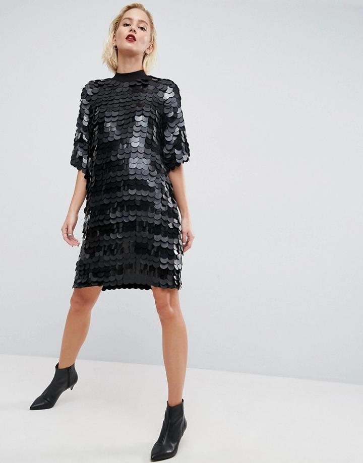 Asos White Premium Sequin Mini Dress - Black