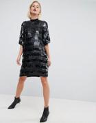 Asos White Premium Sequin Mini Dress - Black