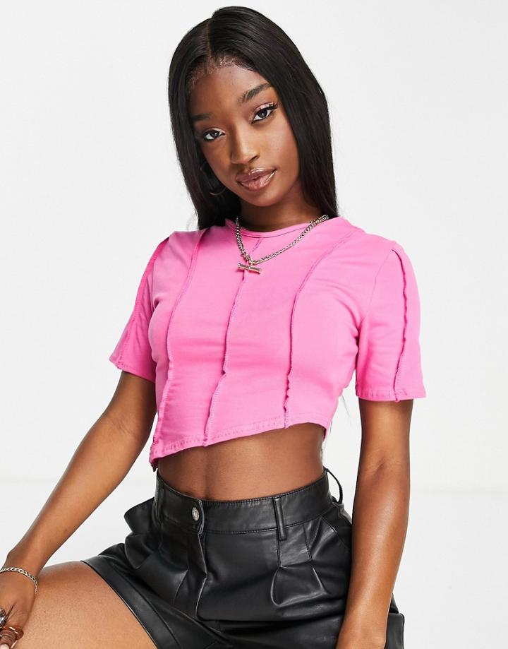 I Saw It First Exposed Seam Crop Top In Hot Pink