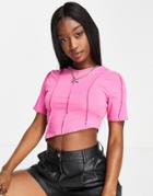 I Saw It First Exposed Seam Crop Top In Hot Pink