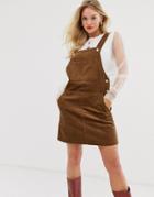 Mango Cord Pinny Dress In Brown