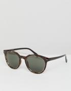 Esprit Round Tort Sunglasses With Brow Bar - Brown