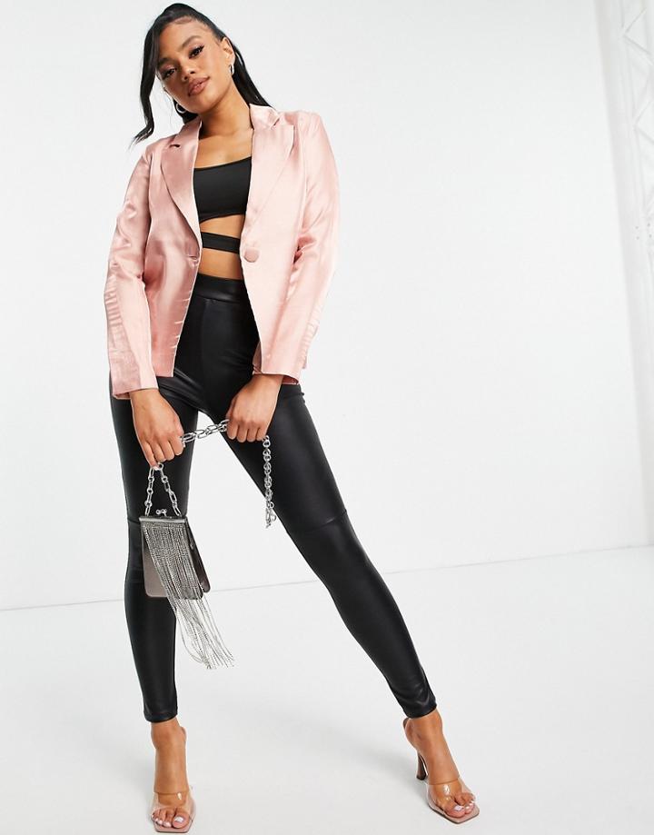 Club L London Shimmer Blazer In Pink