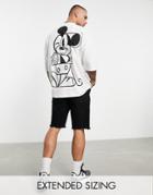 Asos Design Oversized T-shirt With Disney Mickey Mouse Print In Ecru-neutral