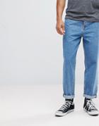 Asos Skater Fit Jeans In Vintage Mid Blue - Blue