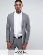 Asos Tall Super Skinny Suit Jacket In Gray - Gray