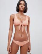 Zulu And Zephyr Smocking Triangle Bikini Top In Blush-pink