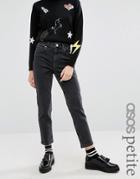 Asos Petite Farleigh Slim Mom Jeans In Lulu Washed Black - Black