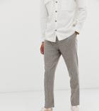 Asos Design Tall Drop Crotch Tapered Crop Smart Pants In Wool Mix Stripe In Beige - Beige