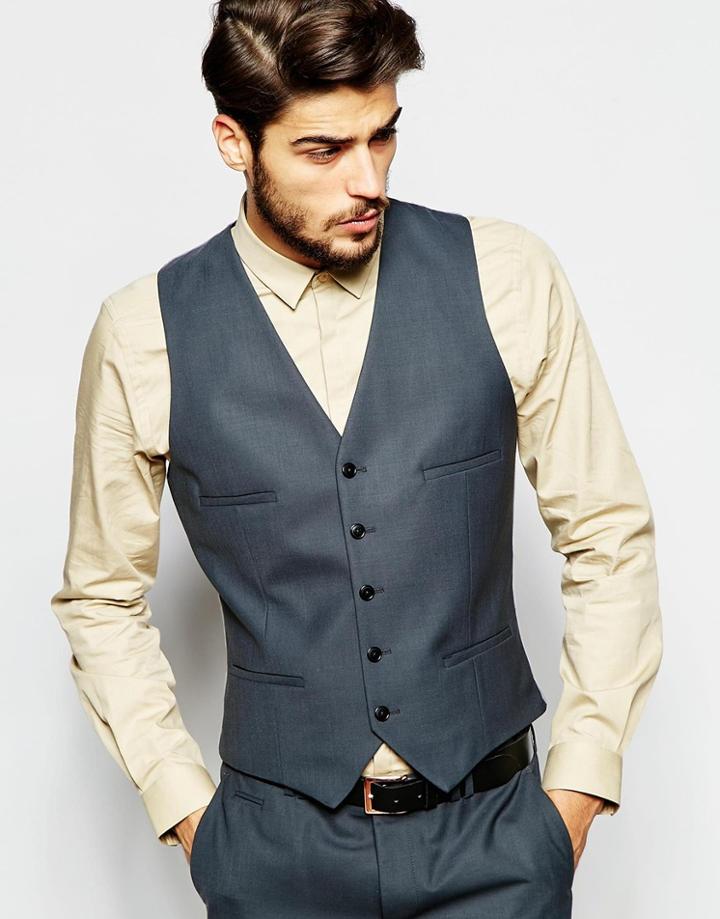 Noak Vest In Skinny Fit - Gray