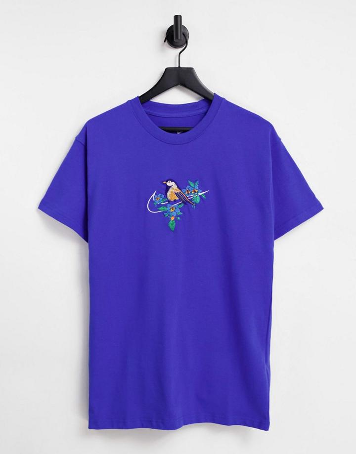 Nike Logo Twist Pack Embroidered Logo Oversized T-shirt In Blue-blues