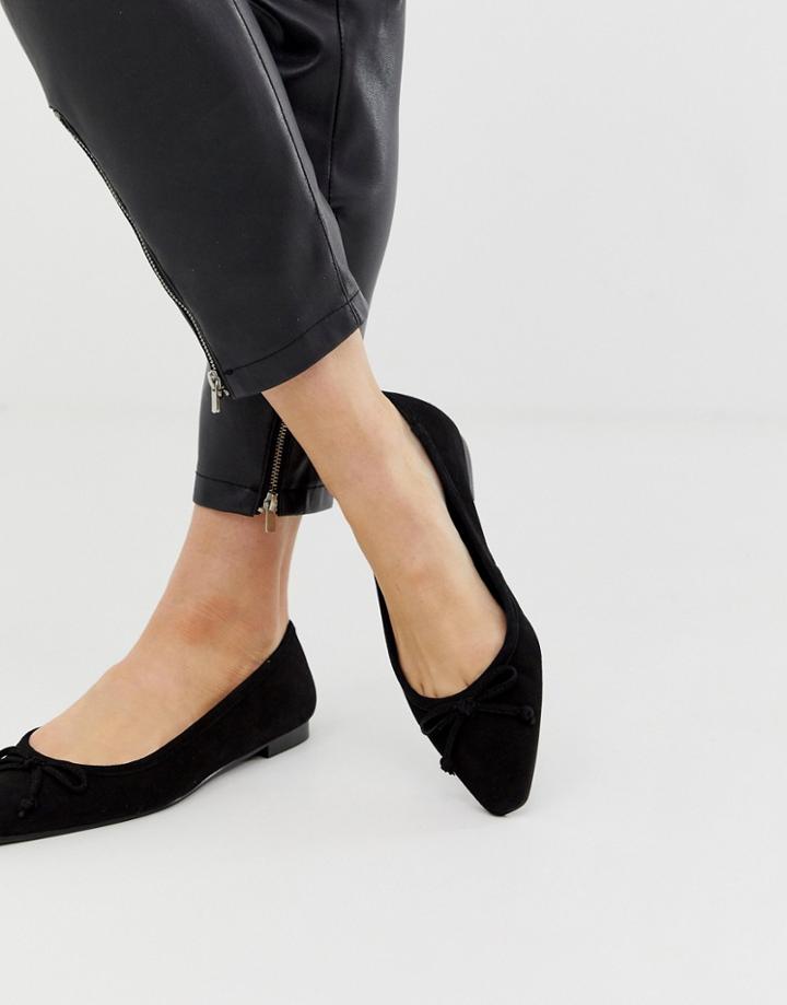 Mango Square Toe Ballet Pump In Black - Black