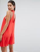 Parallel Lines Swing Dress With Open Back - Red