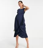 Maya Maternity Bridesmaid Ruffle Wrap Dress In Navy