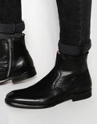 Hudson London Plant Leather Zip Boots - Black