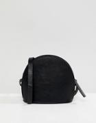 Asos Design Mini Leather Half Moon Cross Body Bag - Black