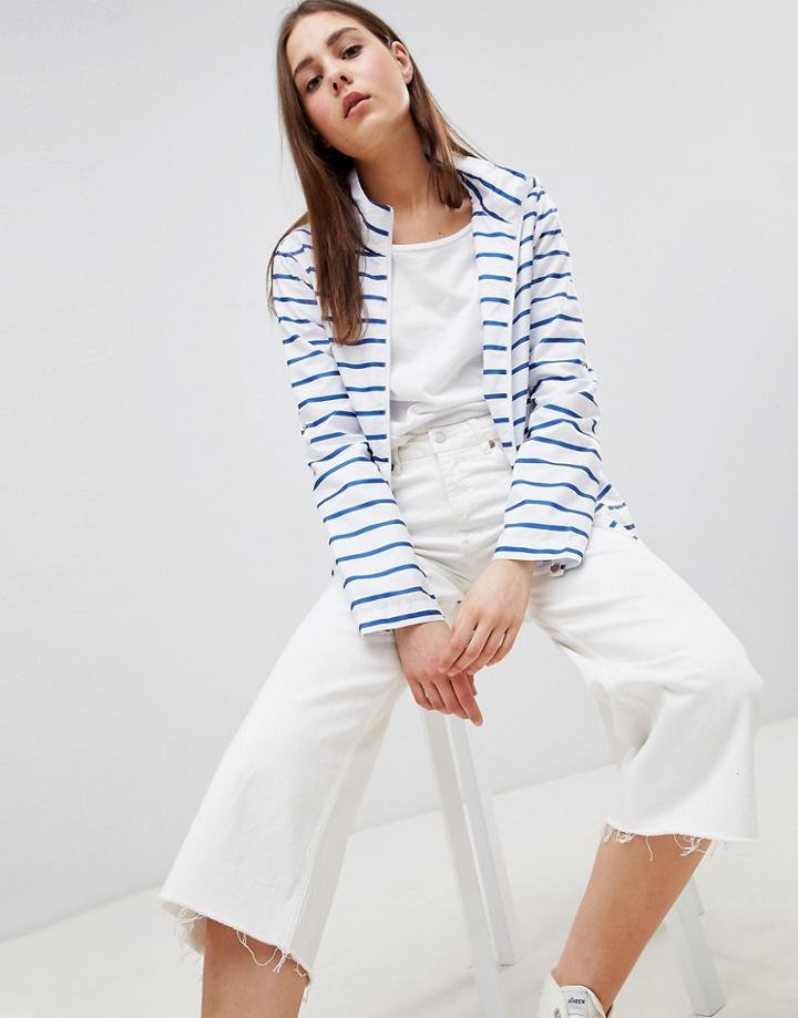 Brave Soul Rave Rain Trench In Stripe - White