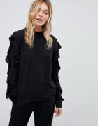 Y.a.s Sufia Ruffle Side Blouse - Black