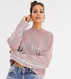 Noisy May Tall Drop Shoulder Oversized Ribbed Sweater-red