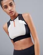 Reebok Training Zip Front Color Block Crop Top-multi