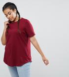 Asos Curve T-shirt With Contrast Rib Yoke - Red